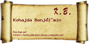 Kohajda Benjámin névjegykártya