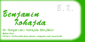 benjamin kohajda business card